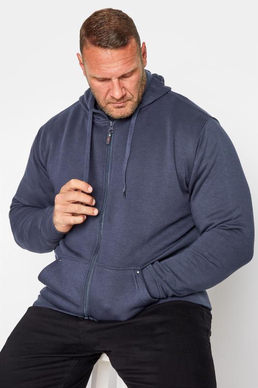 D555 D555 Big & Tall Rockford Navy Blue Cantor Zip Through Hoodie