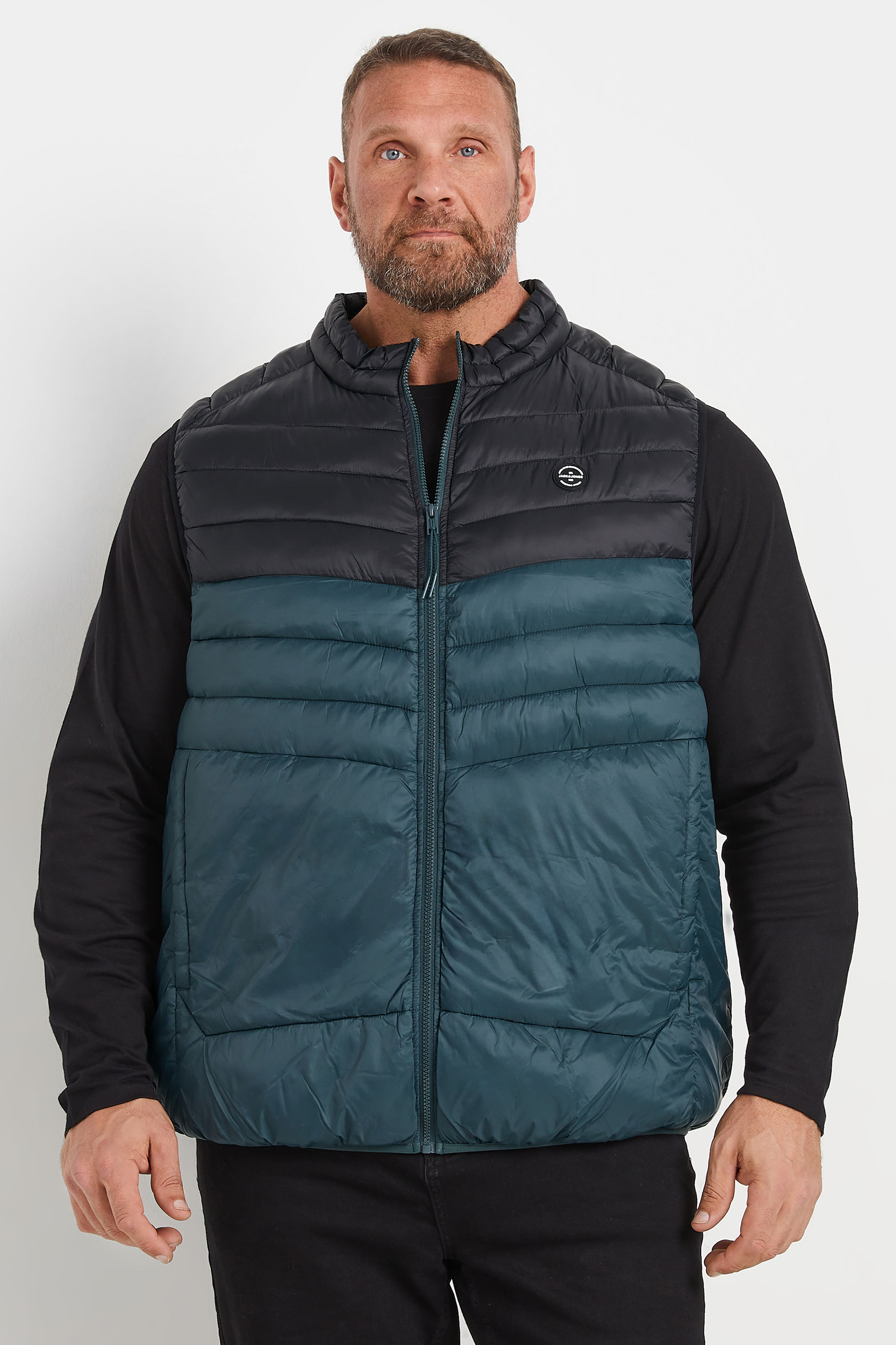 Jack & Jones JACK & JONES Big & Tall Forest Green Collared Bodywarmer