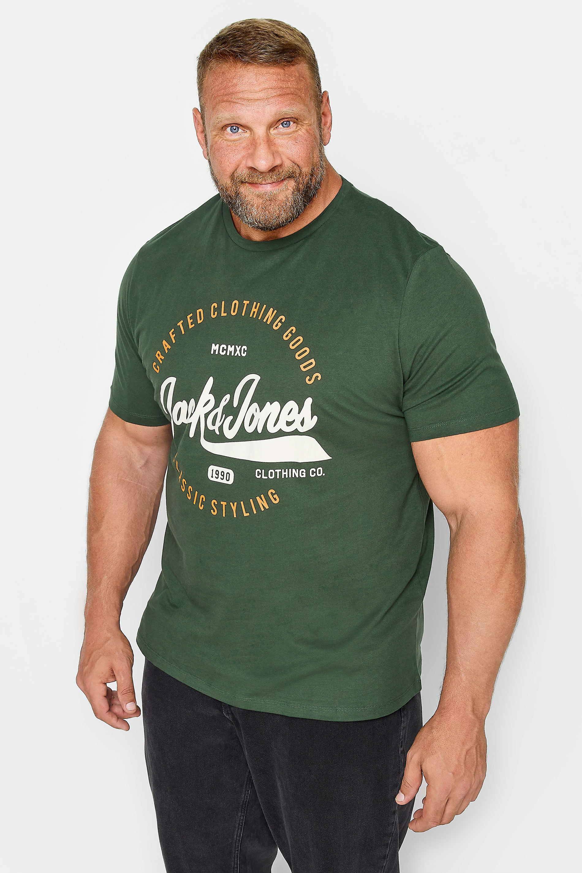 Jack & Jones JACK & JONES Big & Tall Green Logo Crew T-Shirt