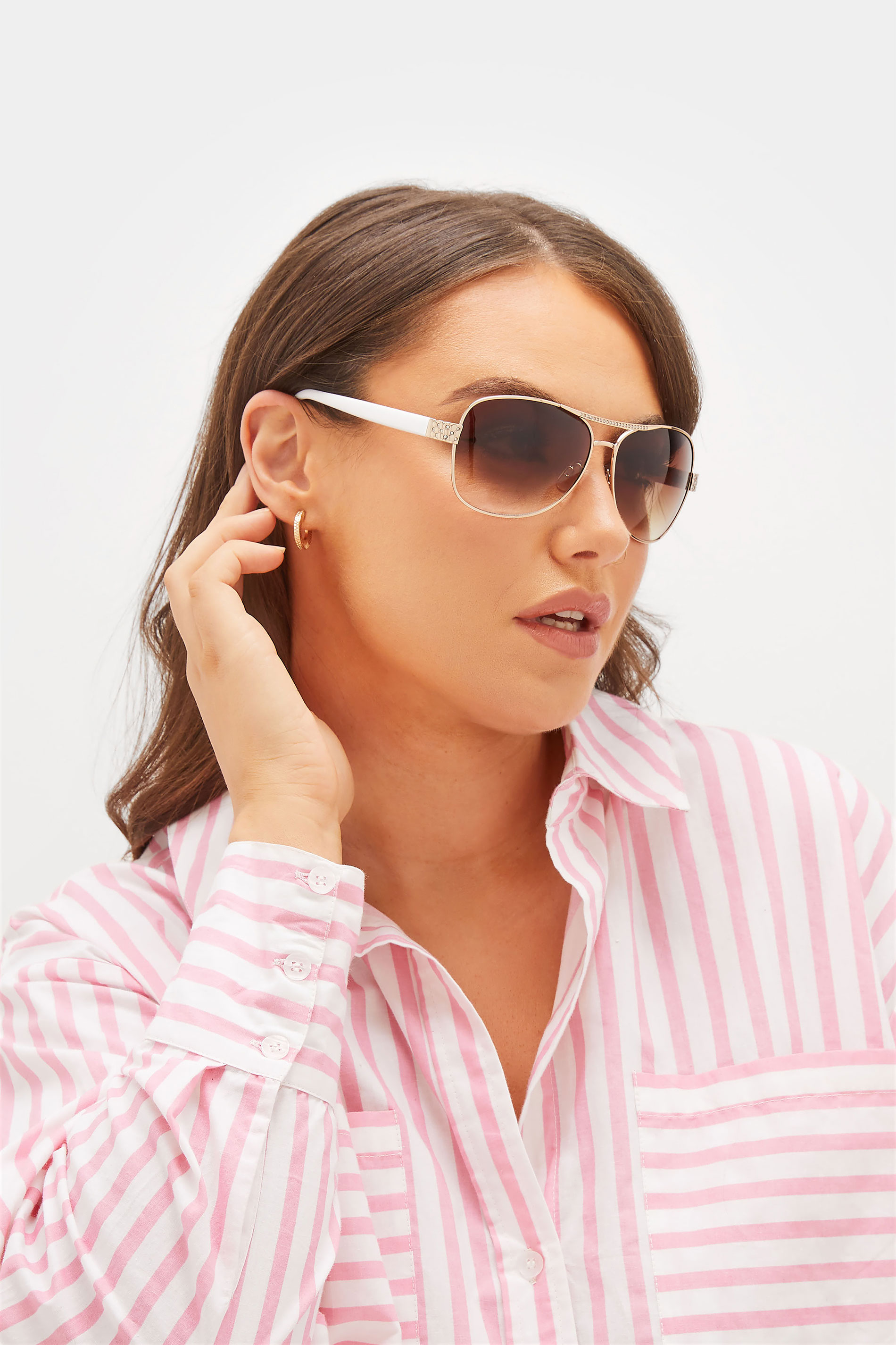 Yours Gold Tone Diamante Detail Aviator Sunglasses