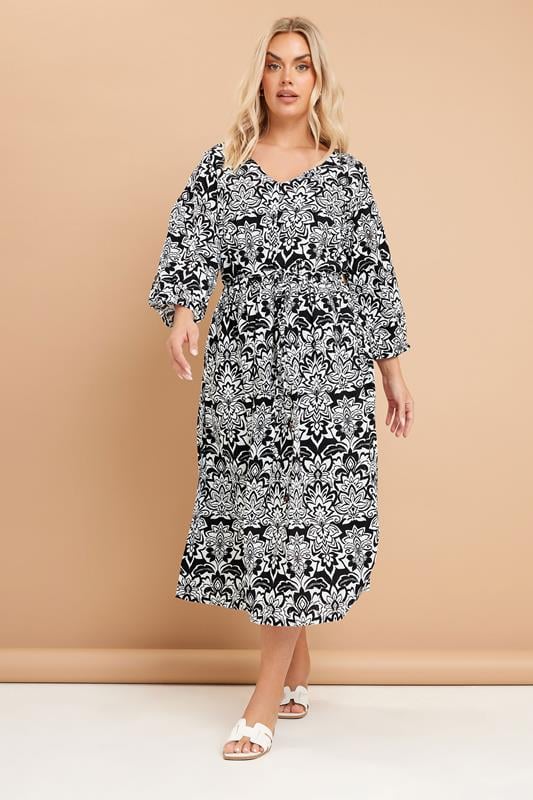 Yours YOURS Curve Black Paisley Print V-Neck Midaxi Dress