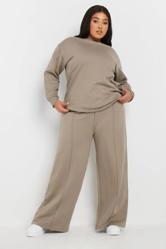 Yours YOURS Curve Light Brown Long Sleeve Crew Neck Sweatshirt