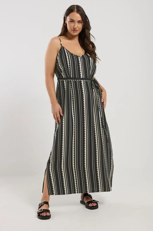 Yours YOURS Curve Black Zig Zag Bead Detail Maxi Dress