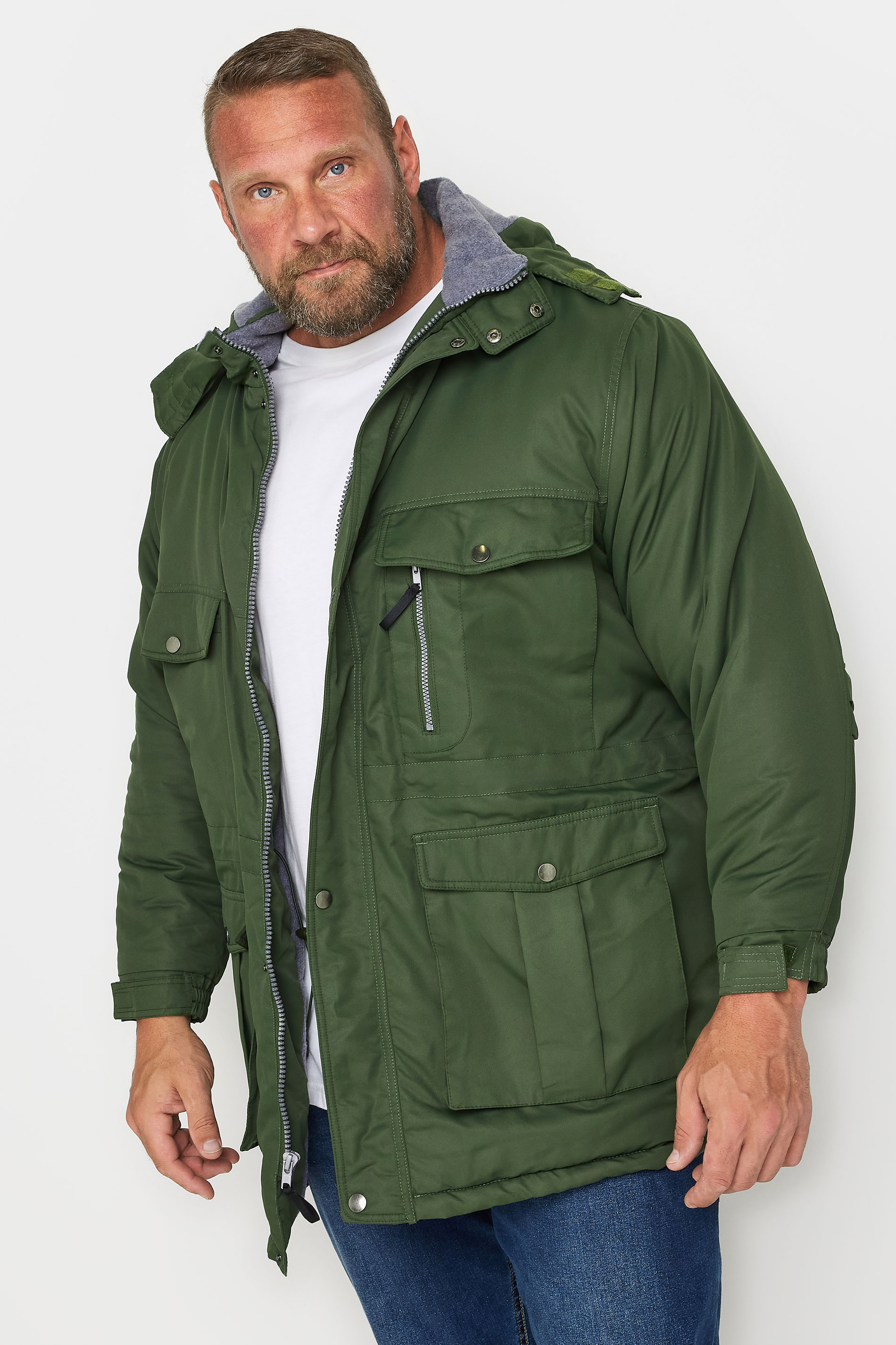 BadRhino BadRhino Big & Tall Green Fleece Lined Hooded Coat
