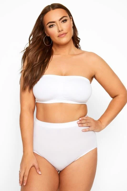 Yours YOURS White Seamless Padded Non-Wired Bandeau Bra