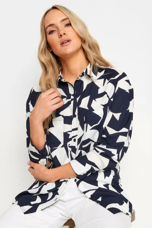 LTS LTS Tall Navy Blue Abstract Print Long Sleeve Shirt