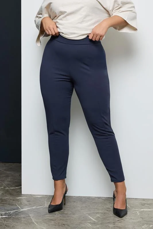 Yours YOURS Curve Navy Blue Stretch Tapered Trousers