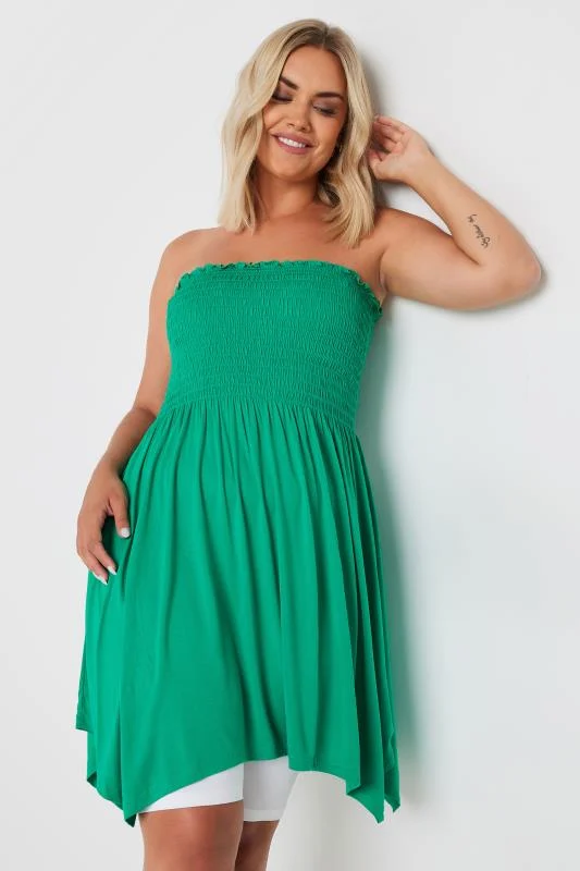 Yours YOURS Curve Green Shirred Bandeau Longline Top