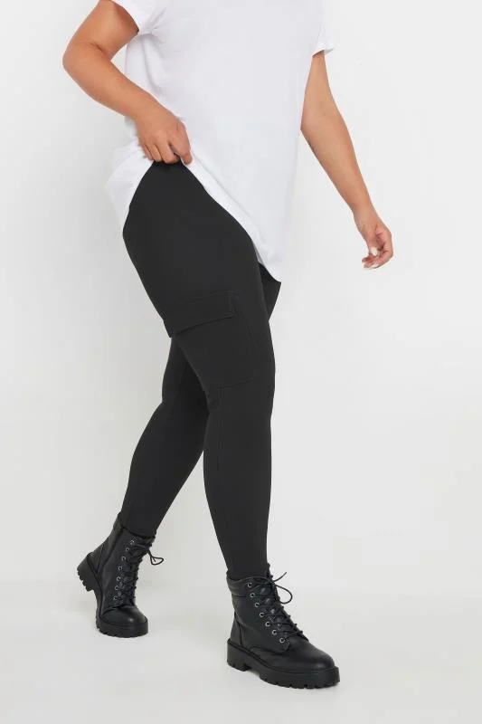 Yours YOURS Curve Black Cargo Leggings