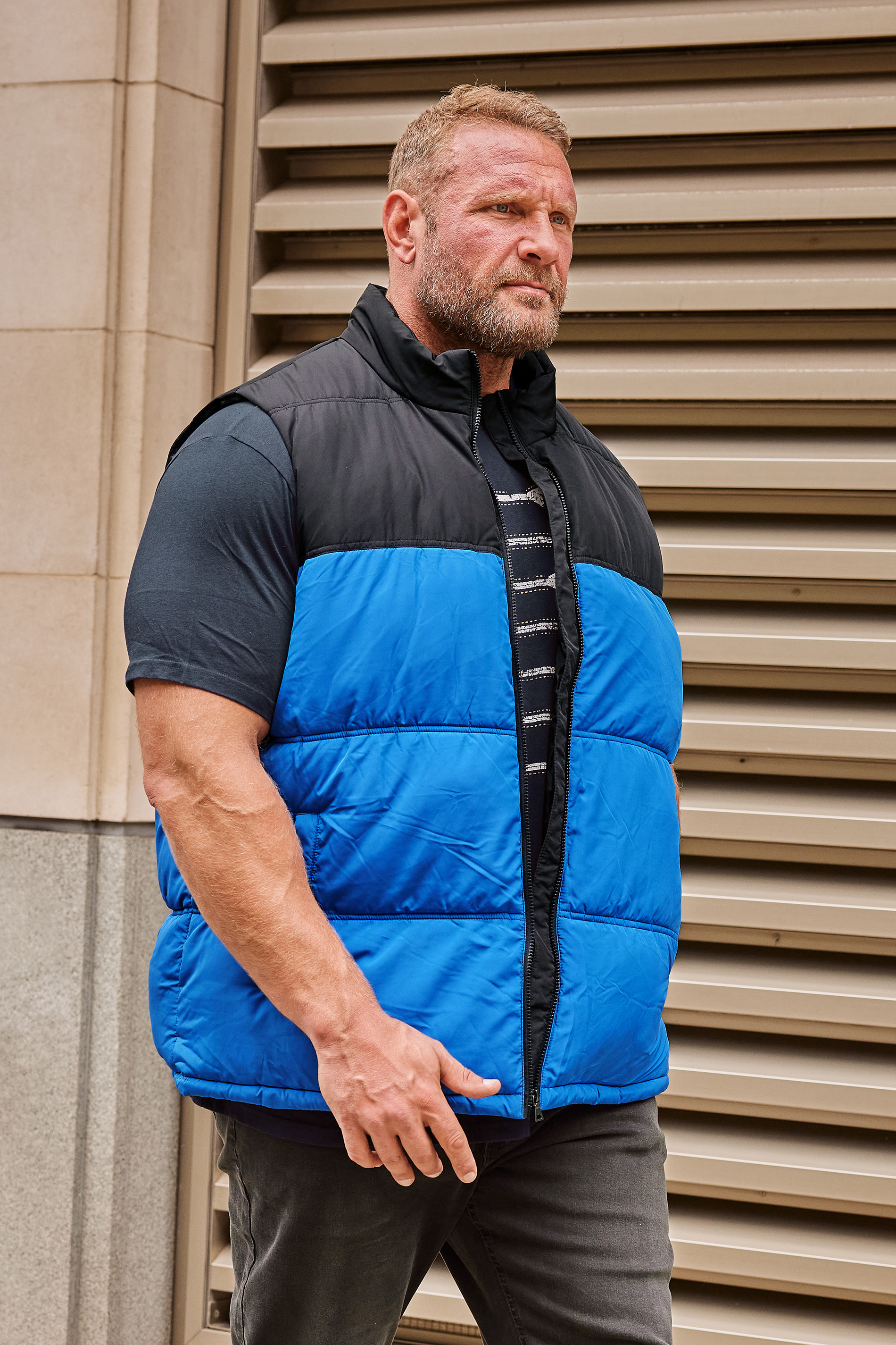 BadRhino BadRhino Big & Tall Blue Colourblock Padded Gilet