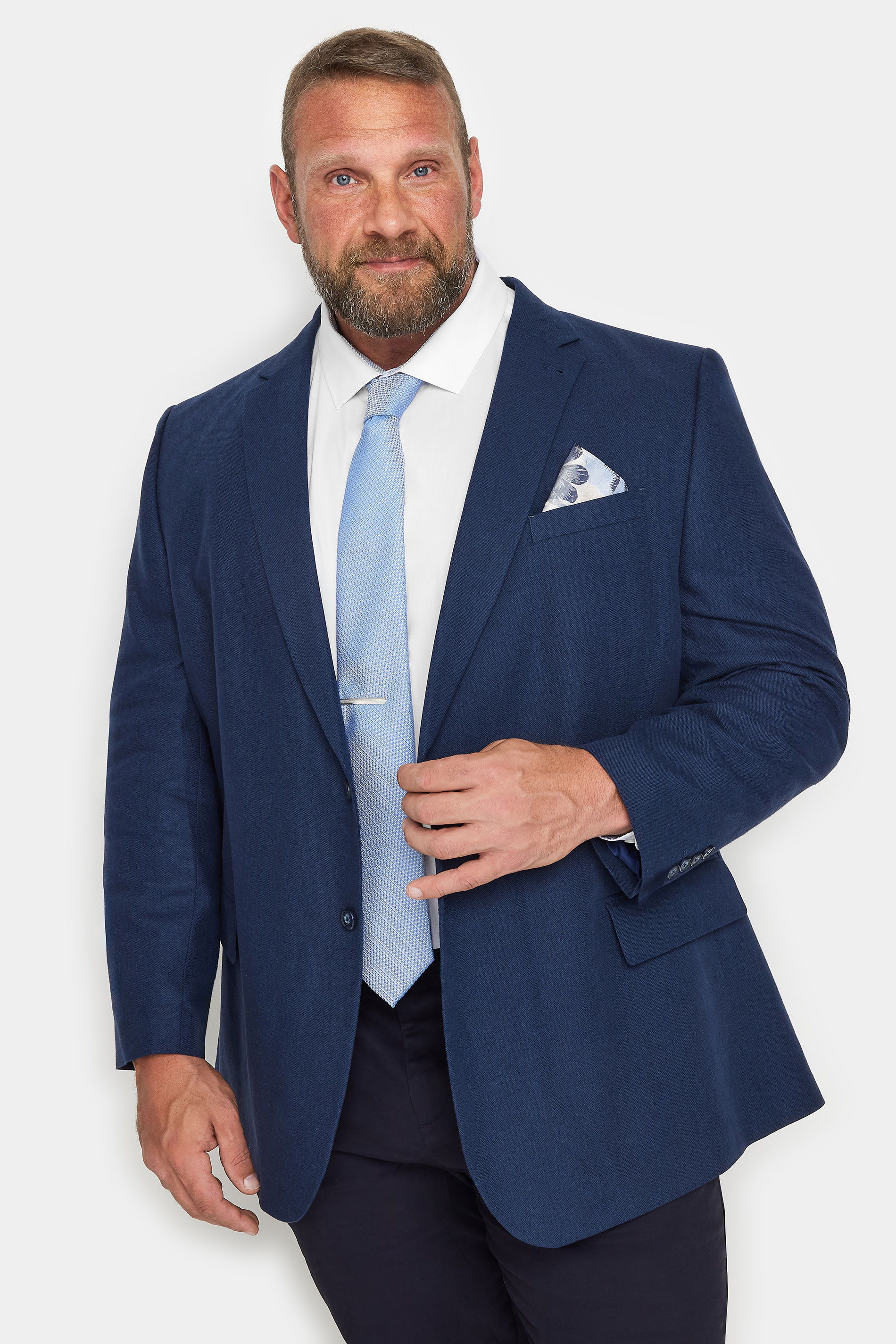 BadRhino BadRhino Tailoring Blue Floral Print Pocket Square & Tie Set