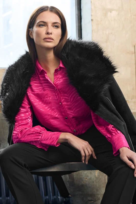 Star by Julien Macdonald STAR Hot Pink Animal Print Satin Jacquard Shirt