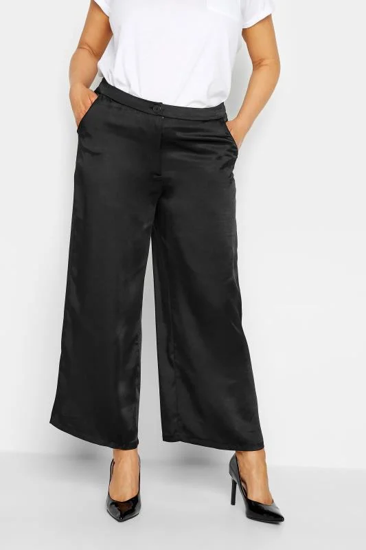 M&Co Womens M&Co Black Satin Wide Leg Trousers