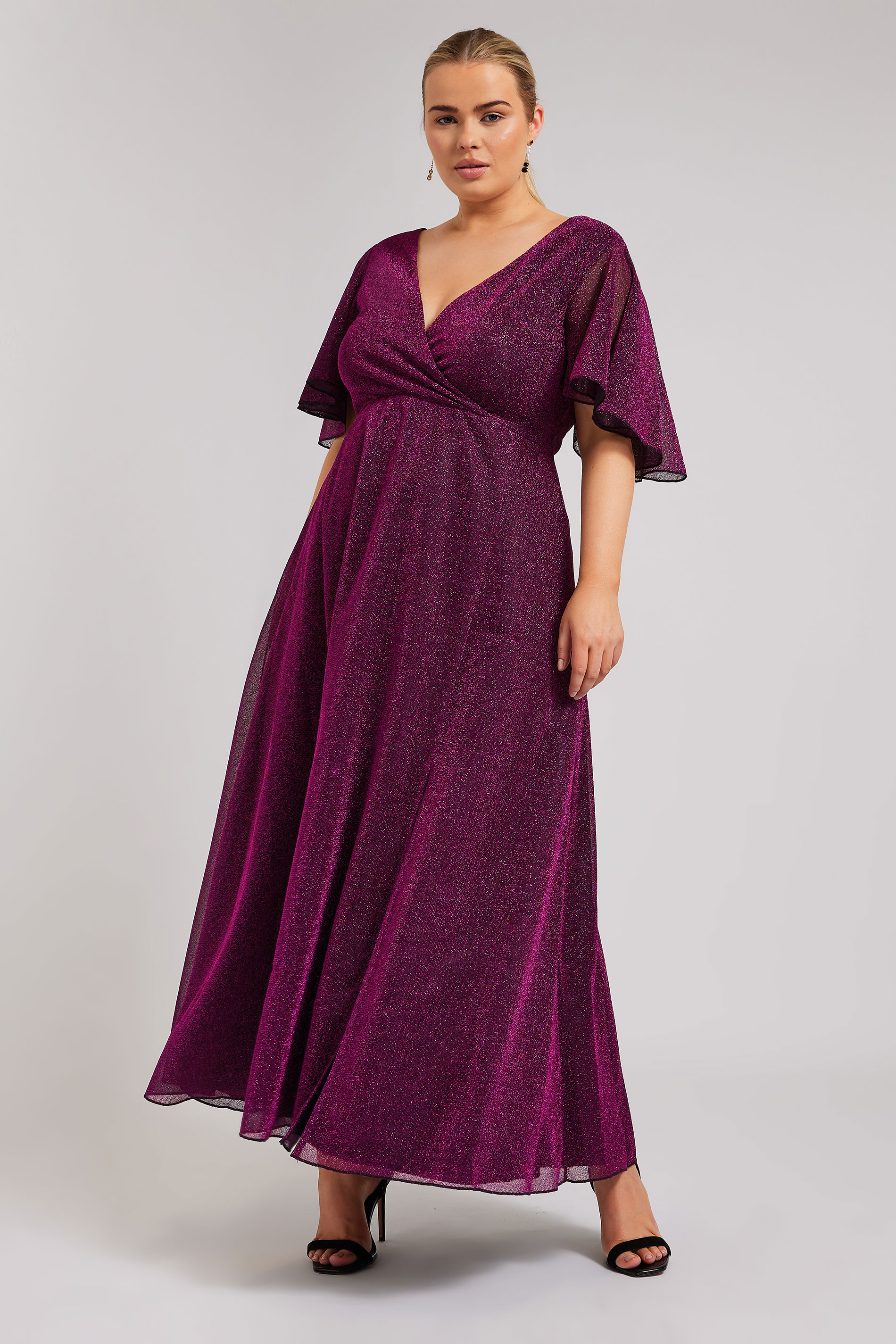 Yours London YOURS LONDON Curve Pink Metallic Wrap Maxi Dress