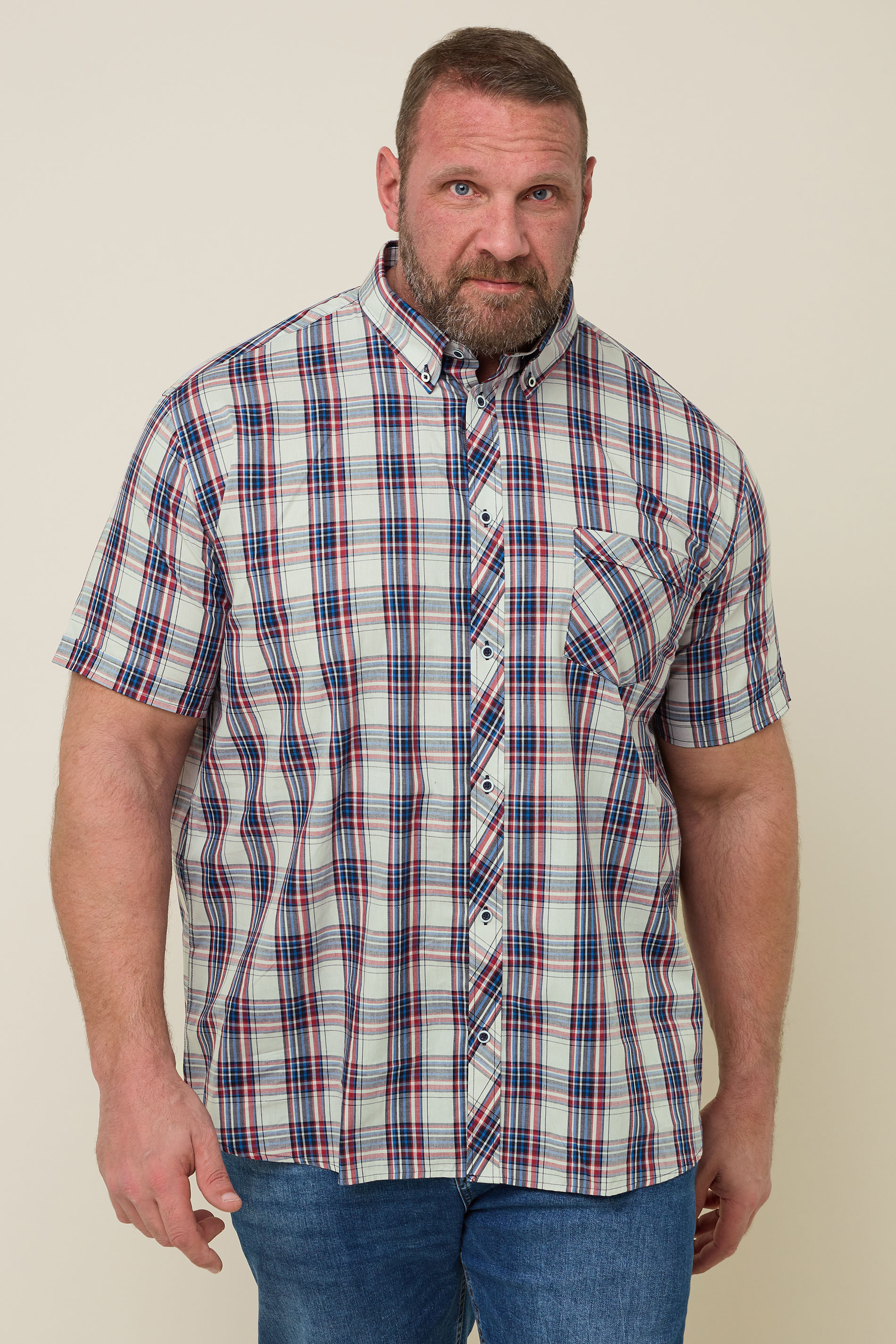 Kam KAM Big & Tall White Check Shirt