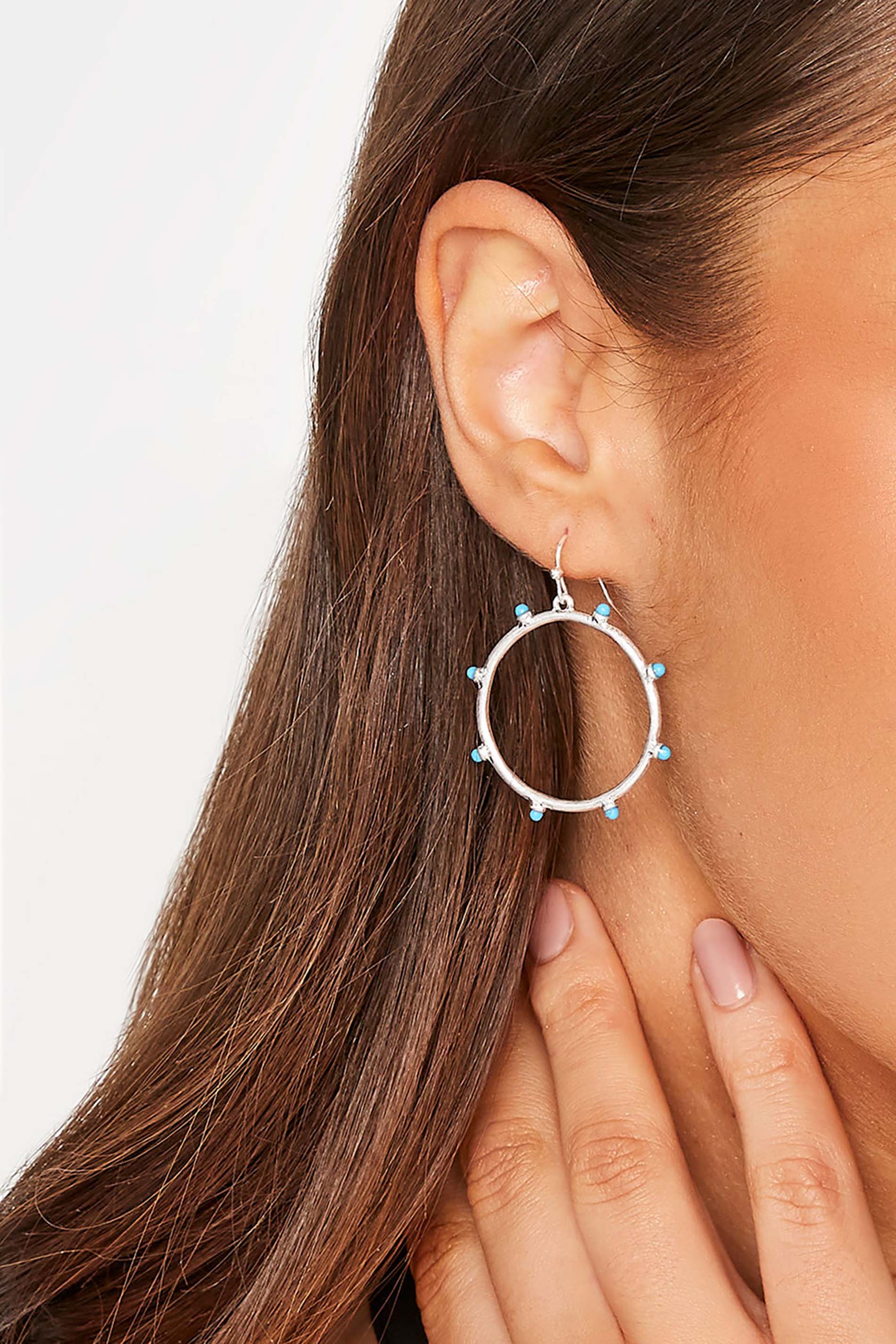 Yours Silver Studded Hoop Earrings