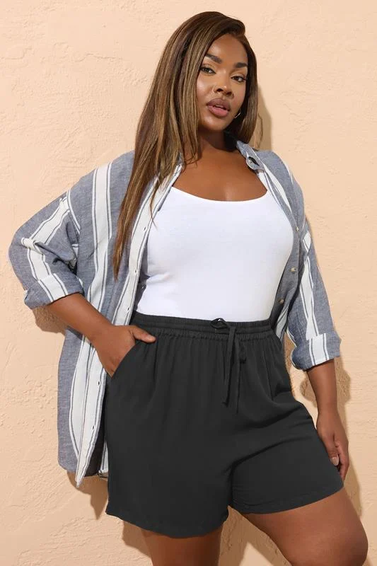 Yours YOURS Curve Black Chambray Shorts