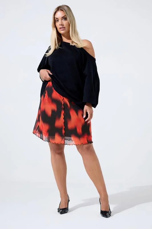 Limited Collection LIMITED COLLECTION Curve Red Floral Mesh Mini Skirt