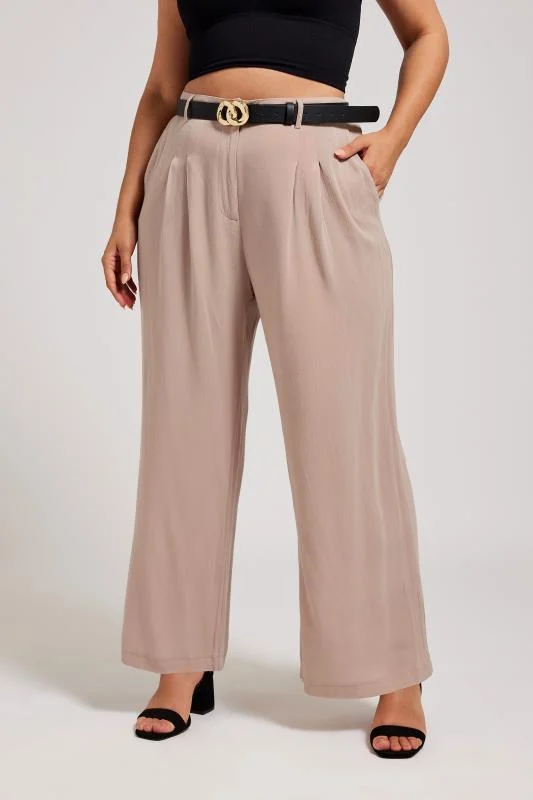 Yours London YOURS LONDON Curve Dusky Pink Pleat Front Wide Leg Trousers