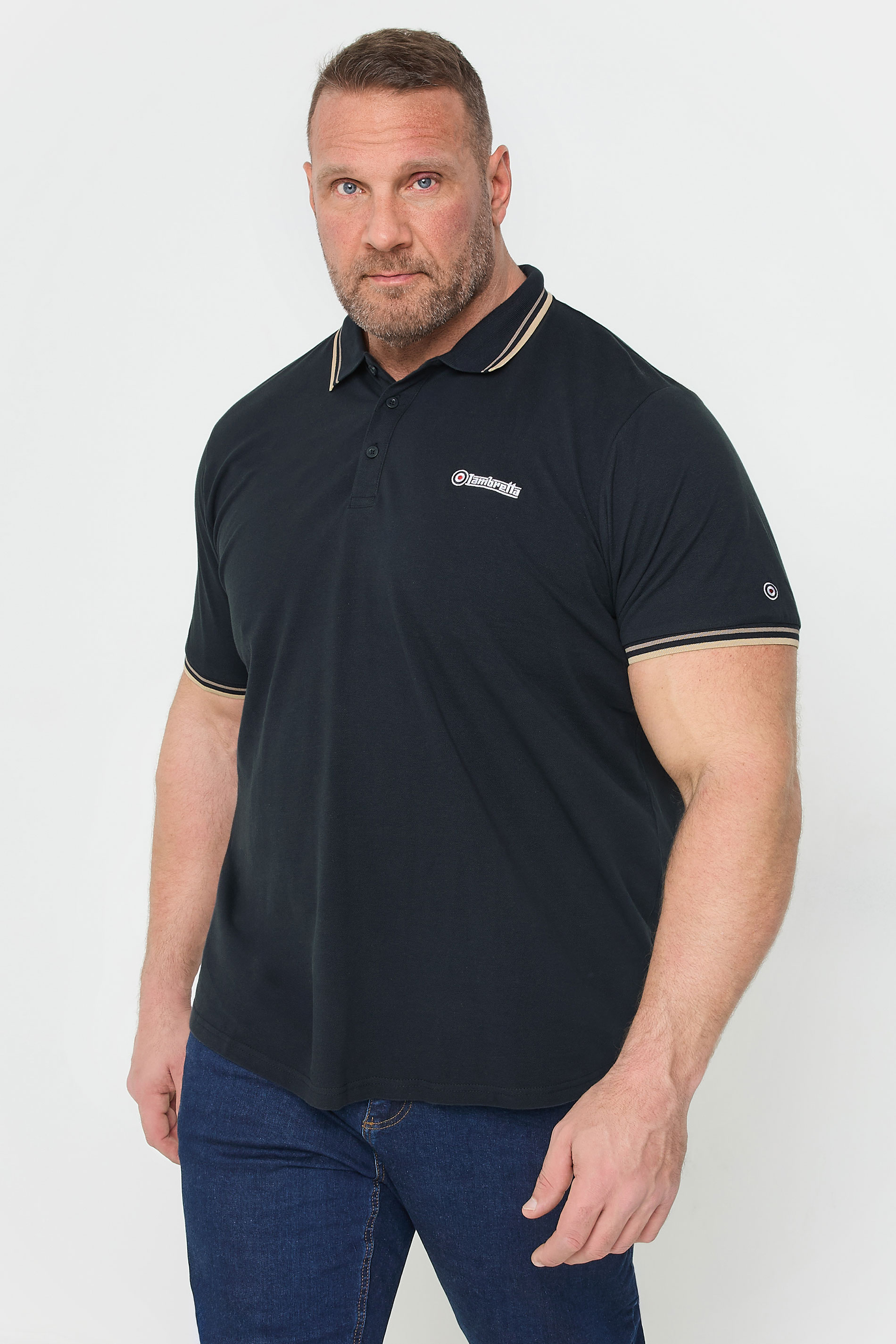 Lambretta LAMBRETTA Big & Tall Navy Blue Tipped Polo Shirt