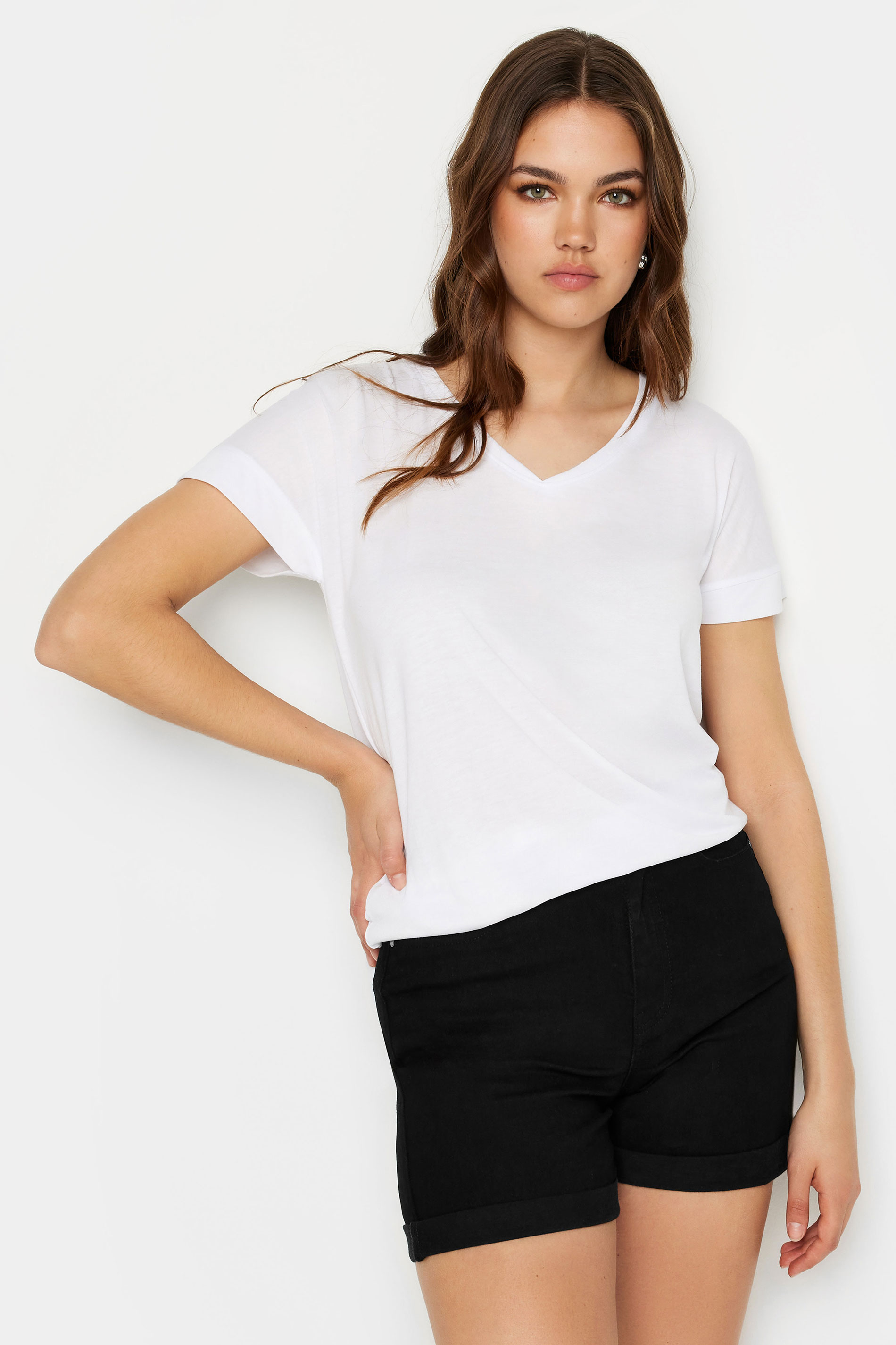 LTS LTS Tall Black Turn Up Denim Mom Shorts
