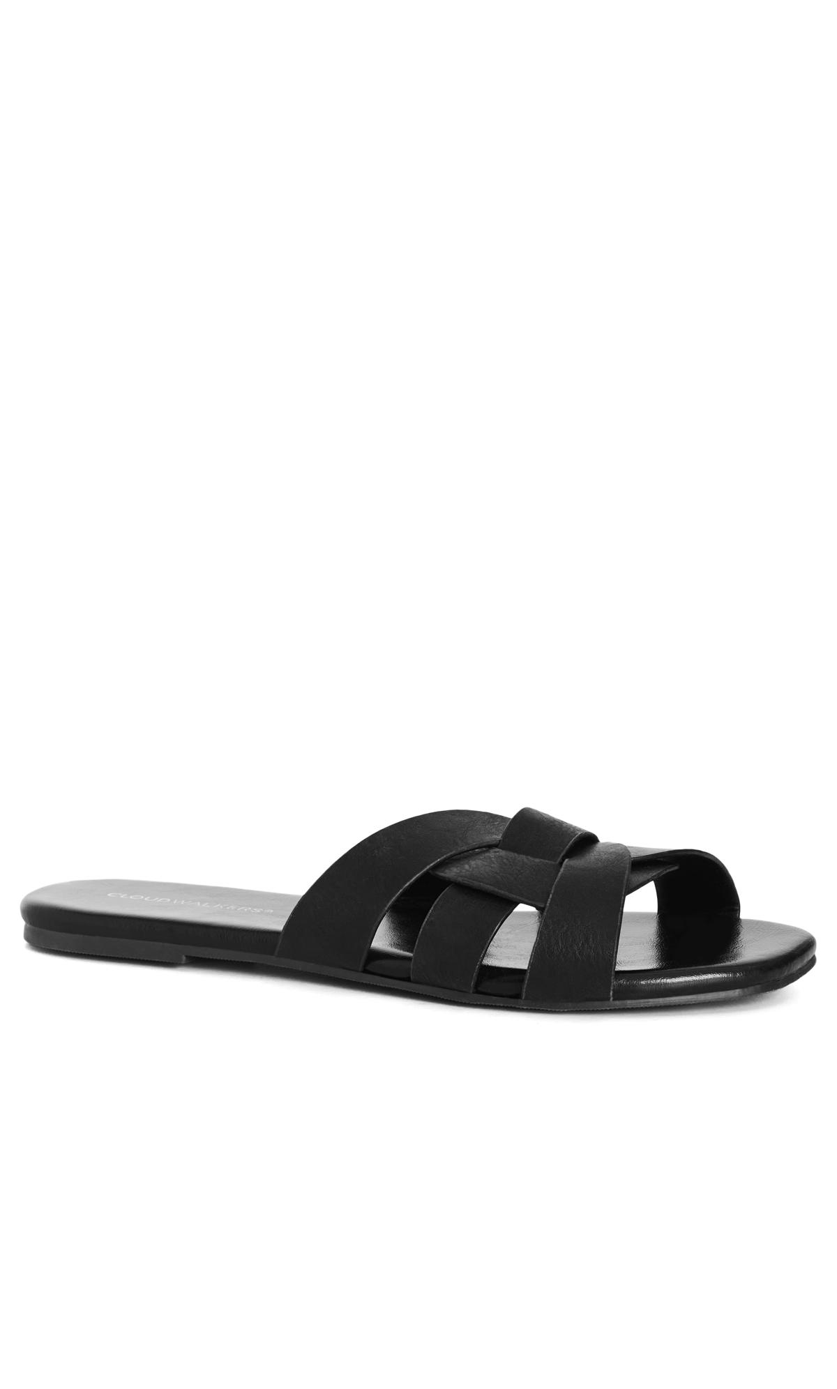 Evans CloudWalkers Black WIDE FIT Bex Sandal