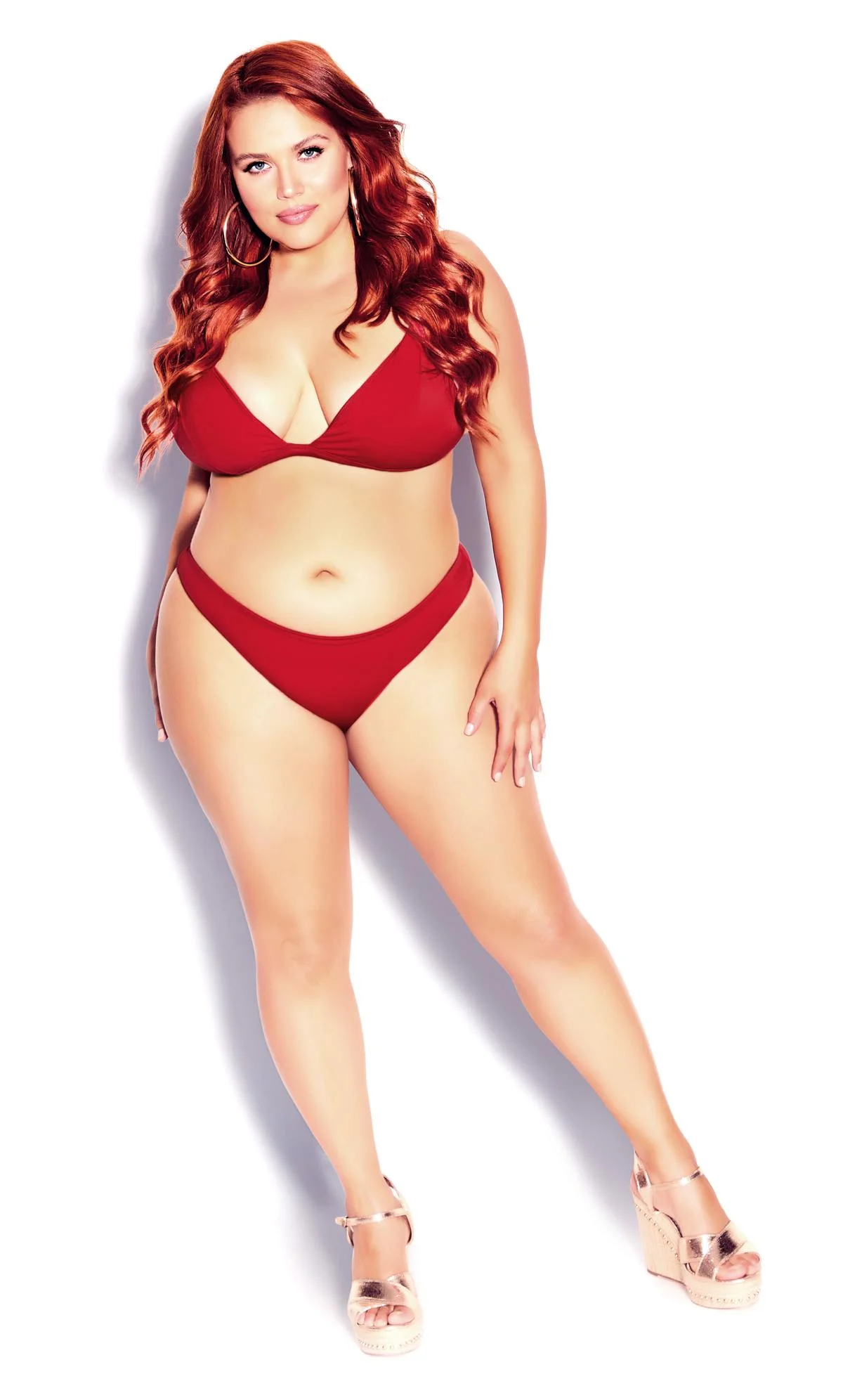 Evans Evans Red Plunge Daisy Bikini Bottoms