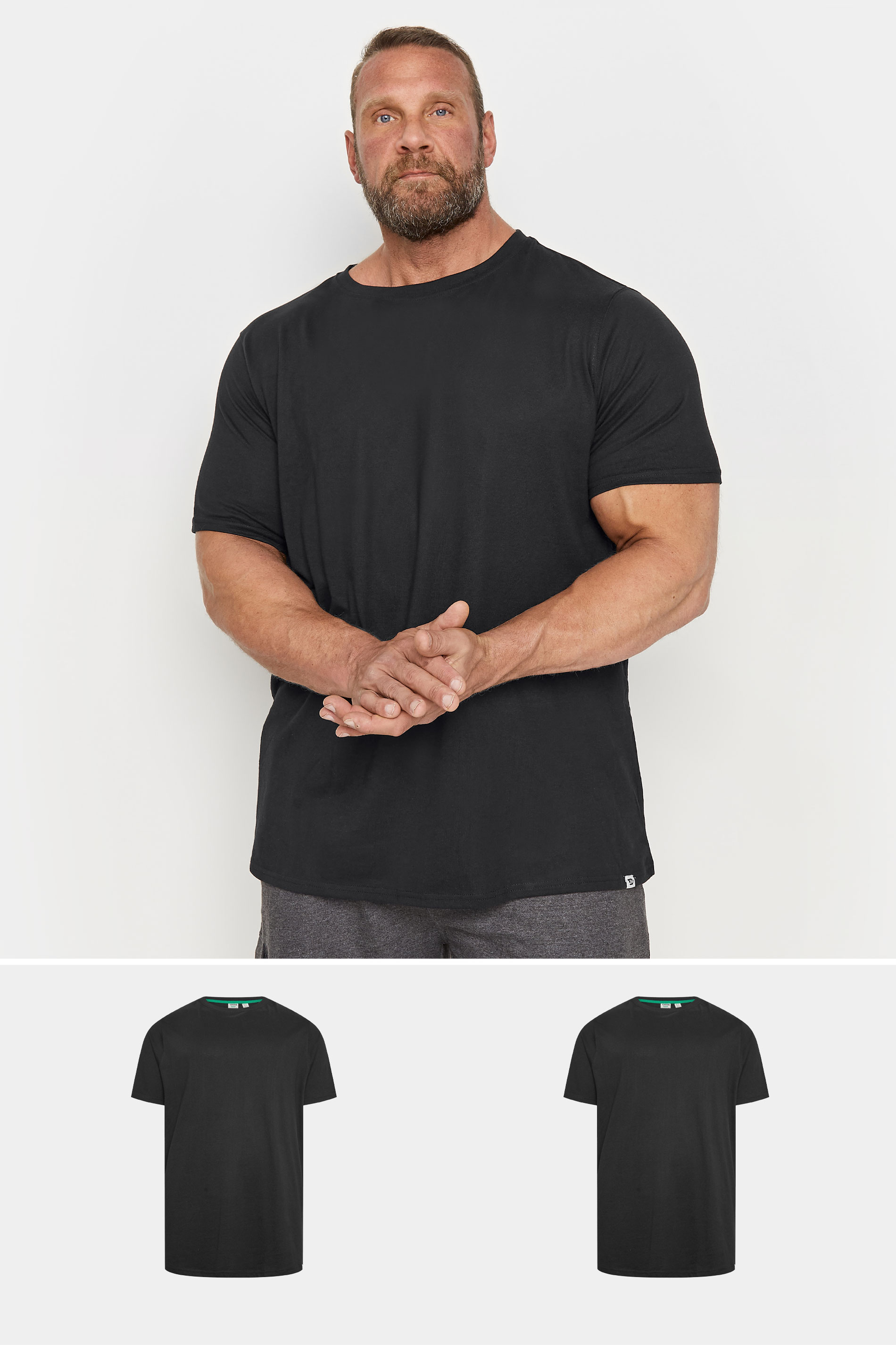 D555 D555 2 PACK Black Crew Neck T-Shirts