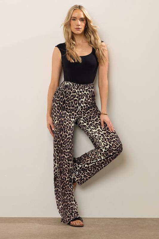 LTS LTS Tall Beige Brown Leopard Print Wide Leg Trousers