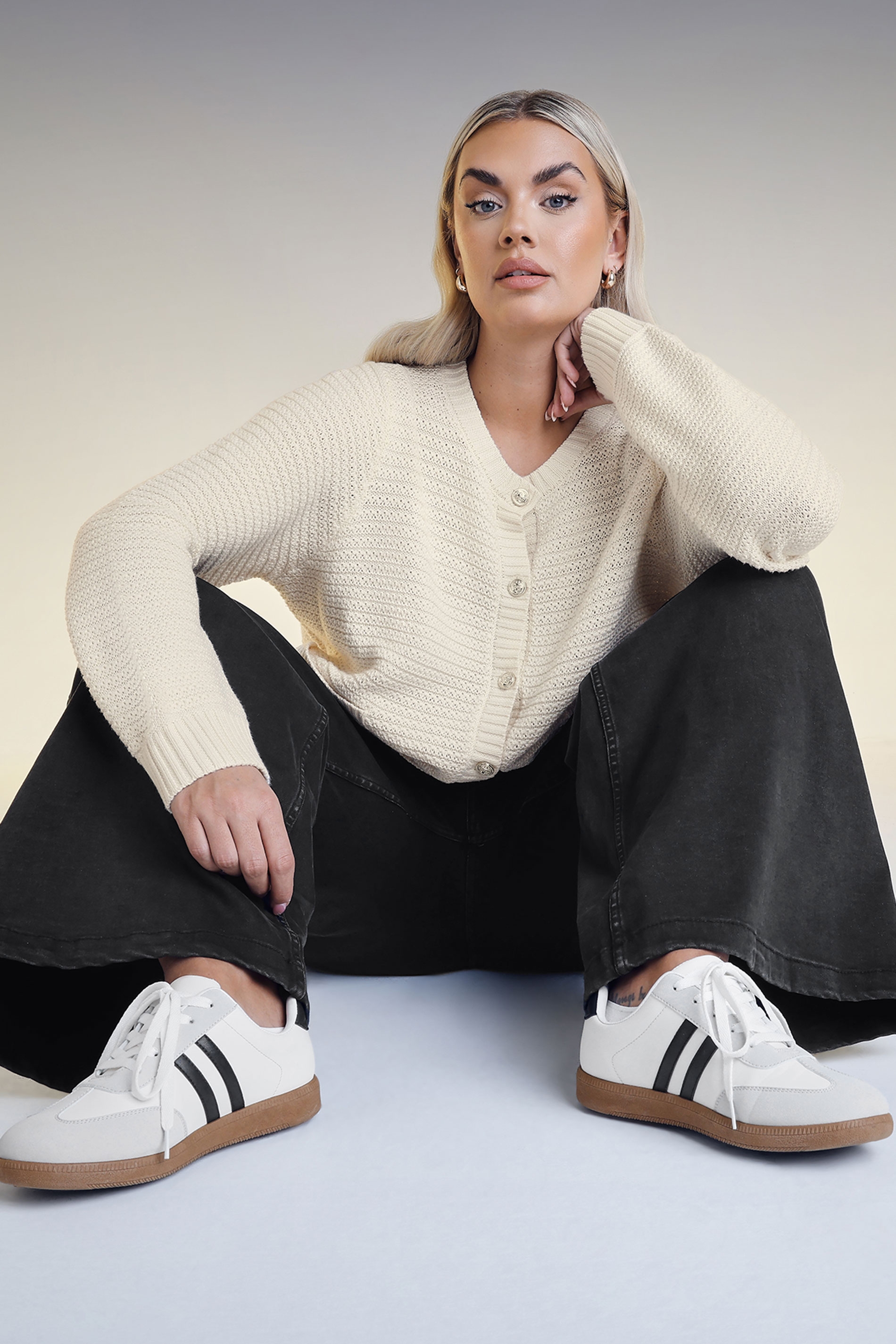 Yours White Retro Stripe Trainers In Extra Wide EEE Fit