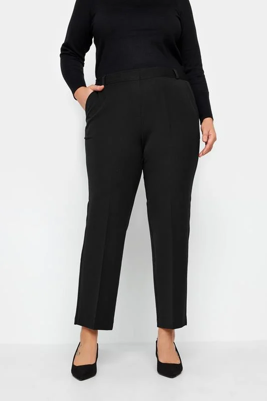 Evans Evans Black Elasticated Straight Leg Trousers