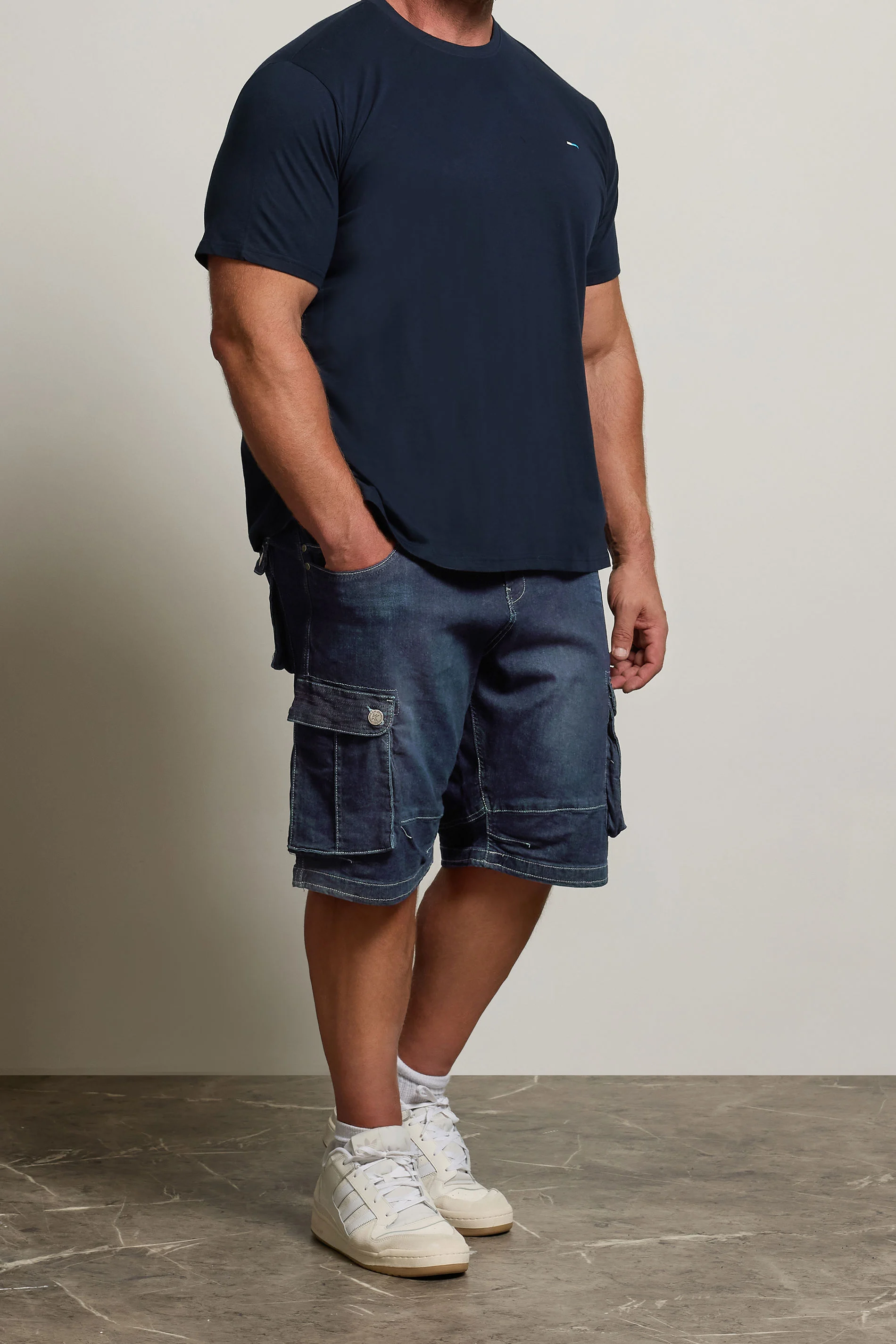 Kam KAM Big & Tall Dark Blue Cargo Denim Shorts