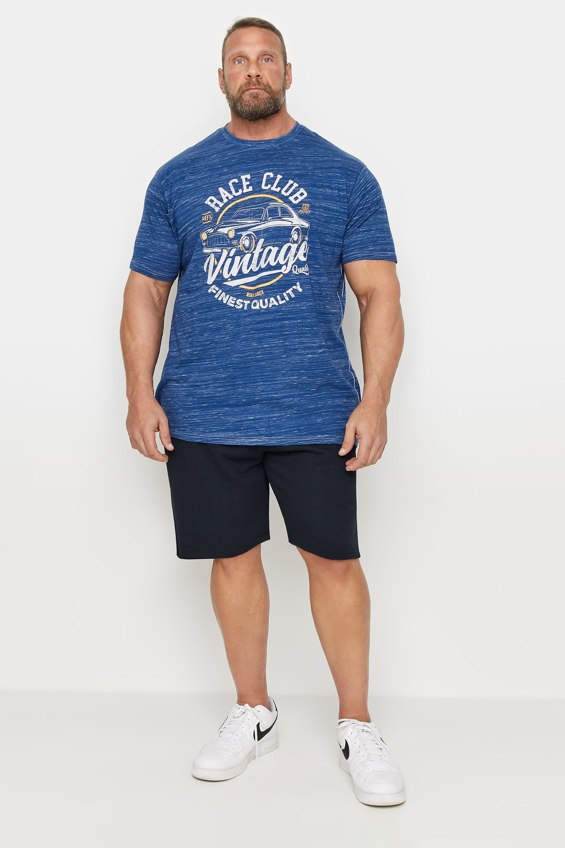 Kam KAM Big & Tall Charcoal Navy Blue Dobby Print Shorts
