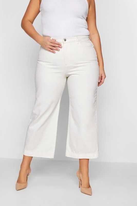 LTS LTS Tall White Denim BEA Cropped Wide Leg Jeans