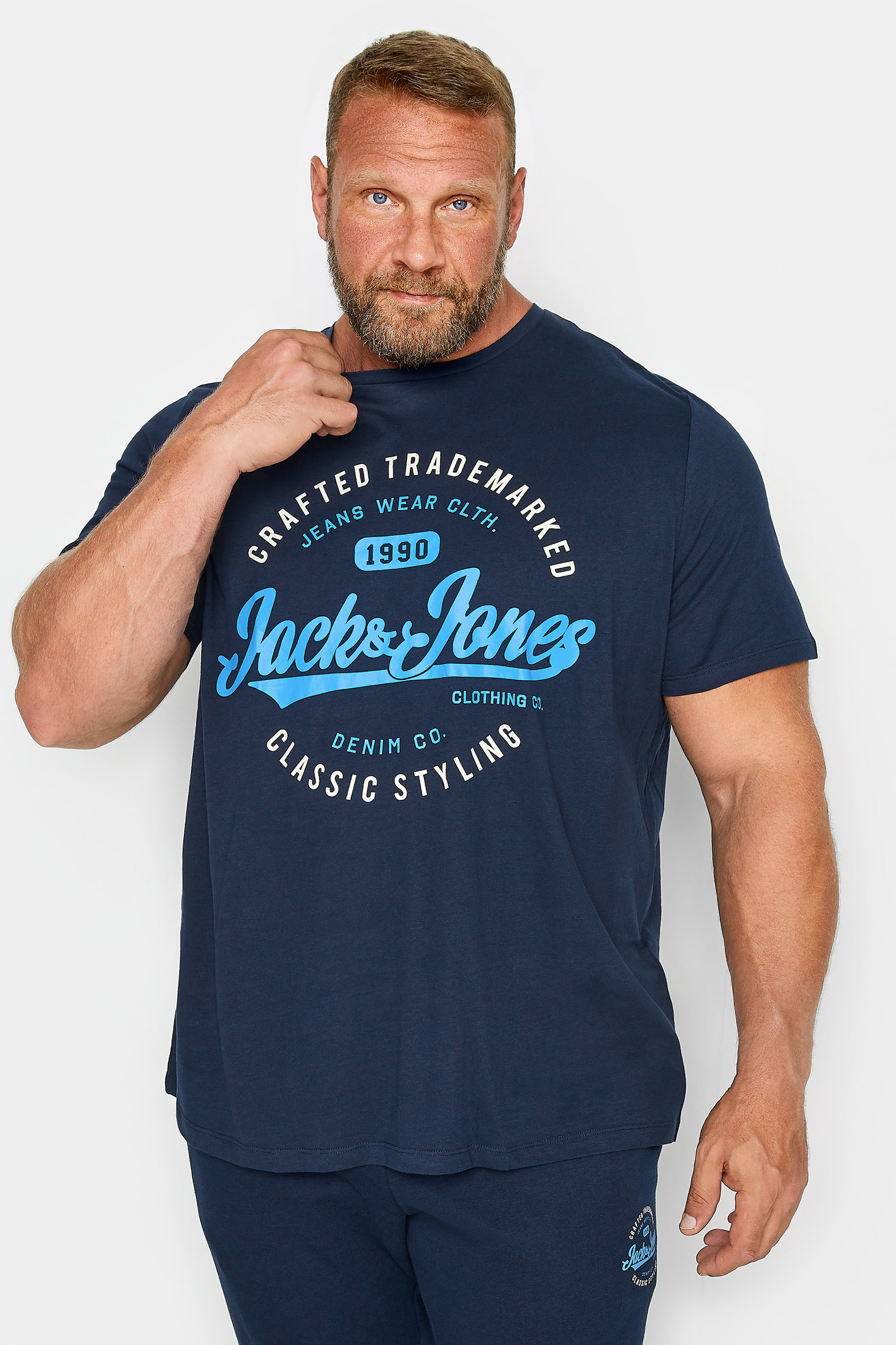 Jack & Jones JACK & JONES Big & Tall Navy Blue Logo Crew T-Shirt