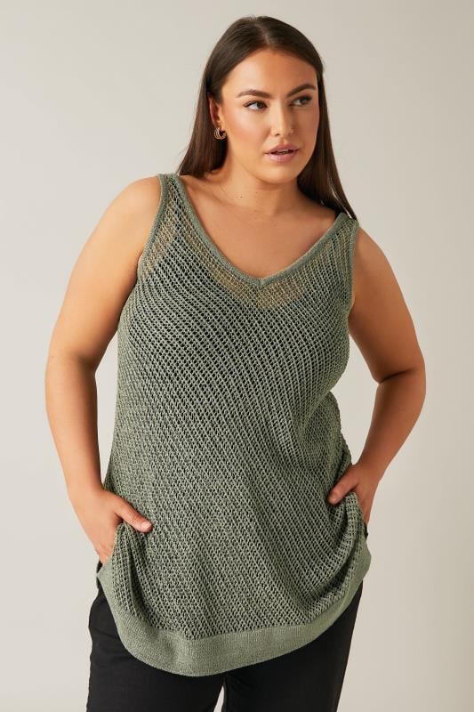 Evans EVANS Curve Khaki Green Tape Yarn Vest
