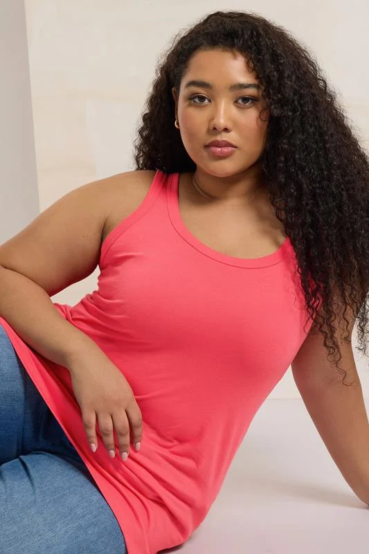 Yours YOURS Curve Coral Pink Core Vest Top