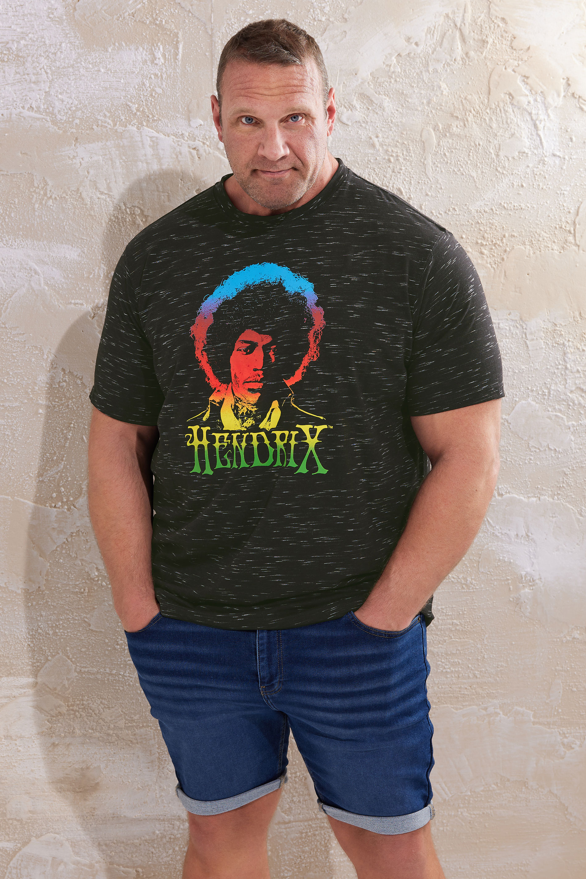 D555 D555 Big & Tall Black Jimi Hendrix Printed T-Shirt