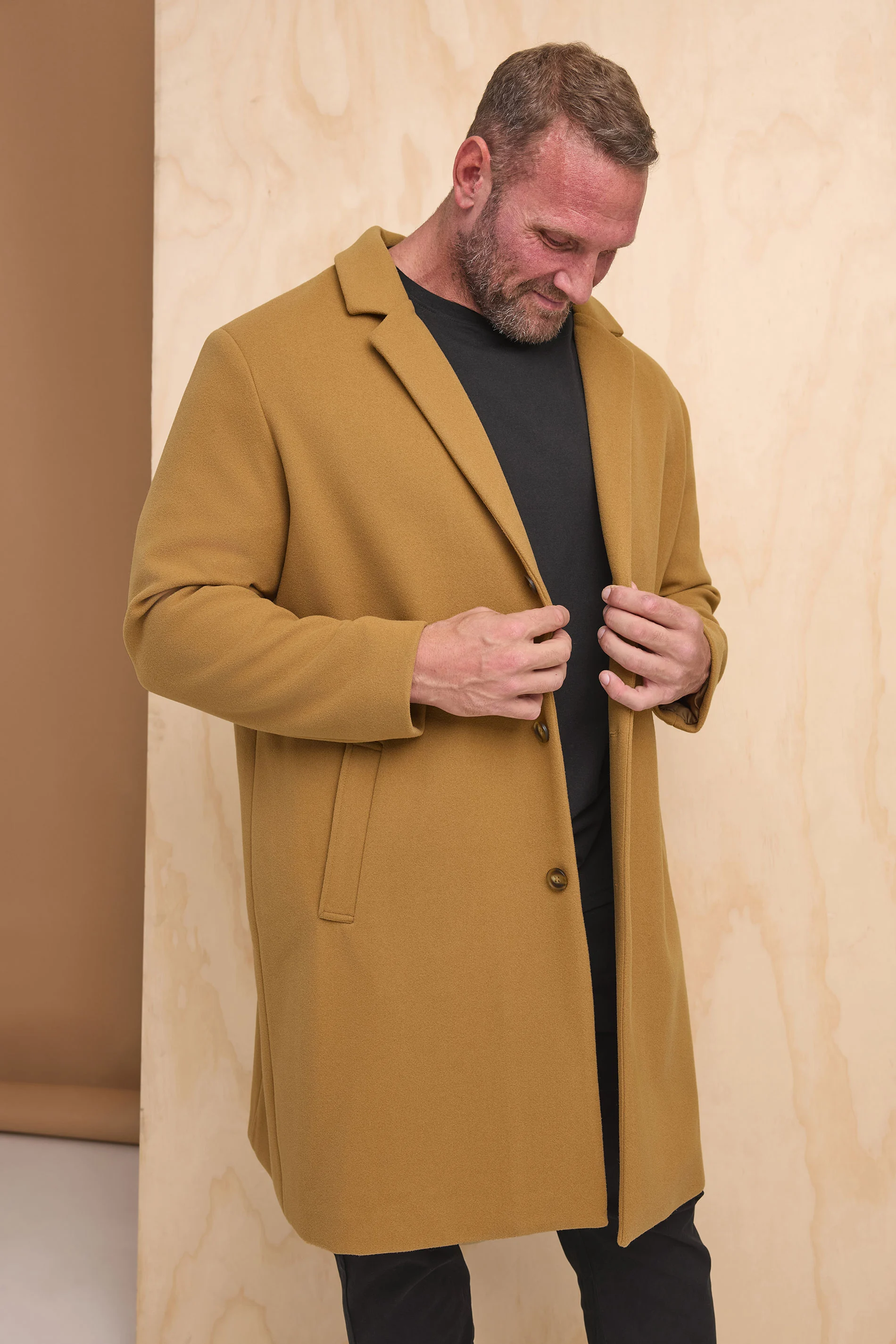 BadRhino BadRhino Big & Tall Camel Brown Formal Overcoat