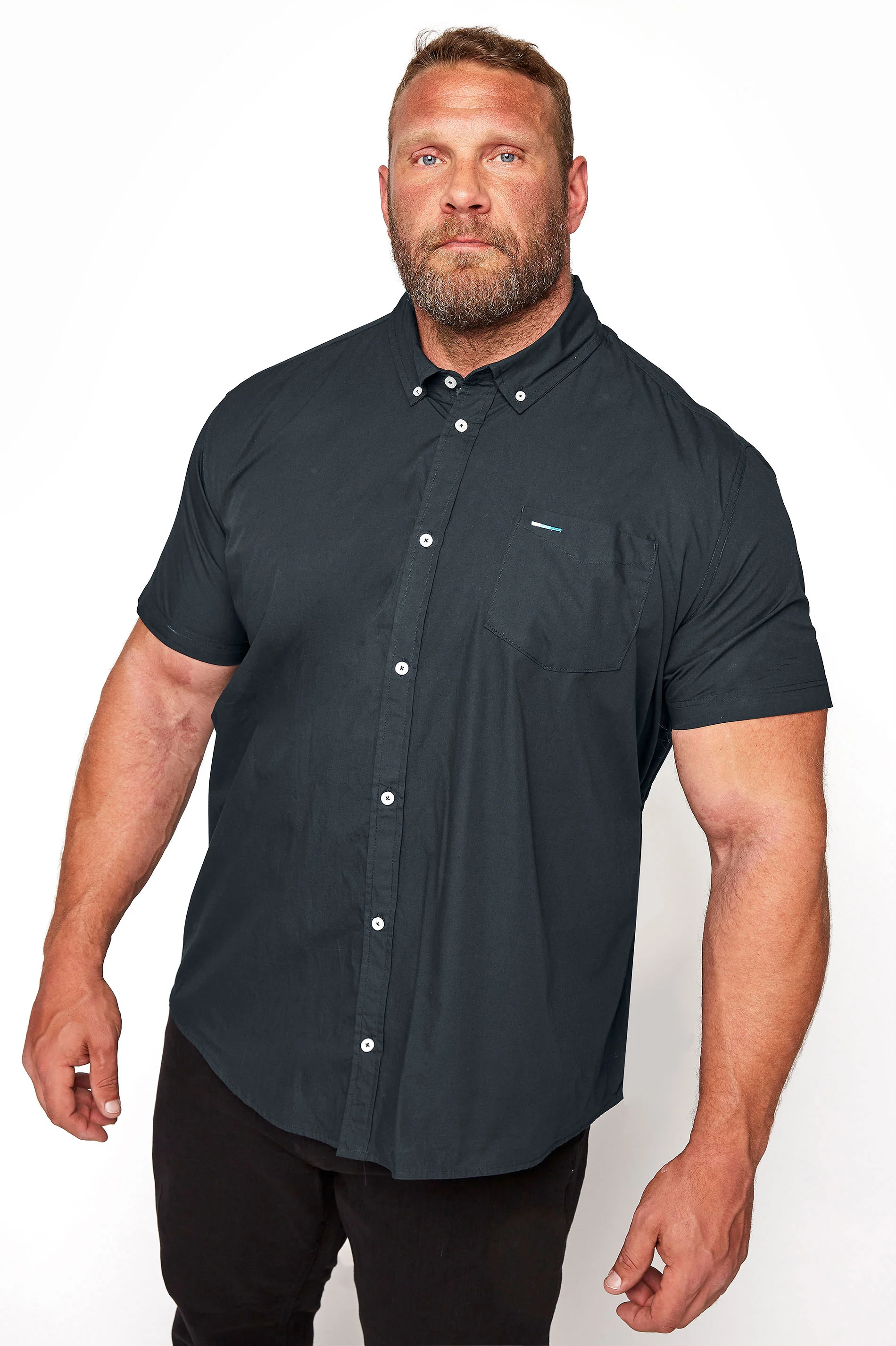 BadRhino BadRhino Big & Tall Navy Blue Short Sleeve Oxford Shirt