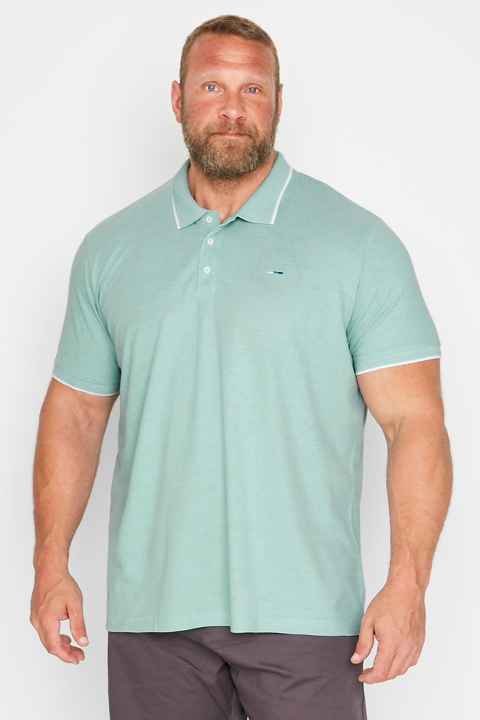 BadRhino BadRhino Big & Tall Light Green Birdseye Polo Shirt