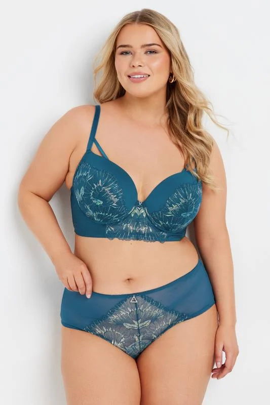 Yours YOURS Curve Green Iridescent Longline Underwired Bra