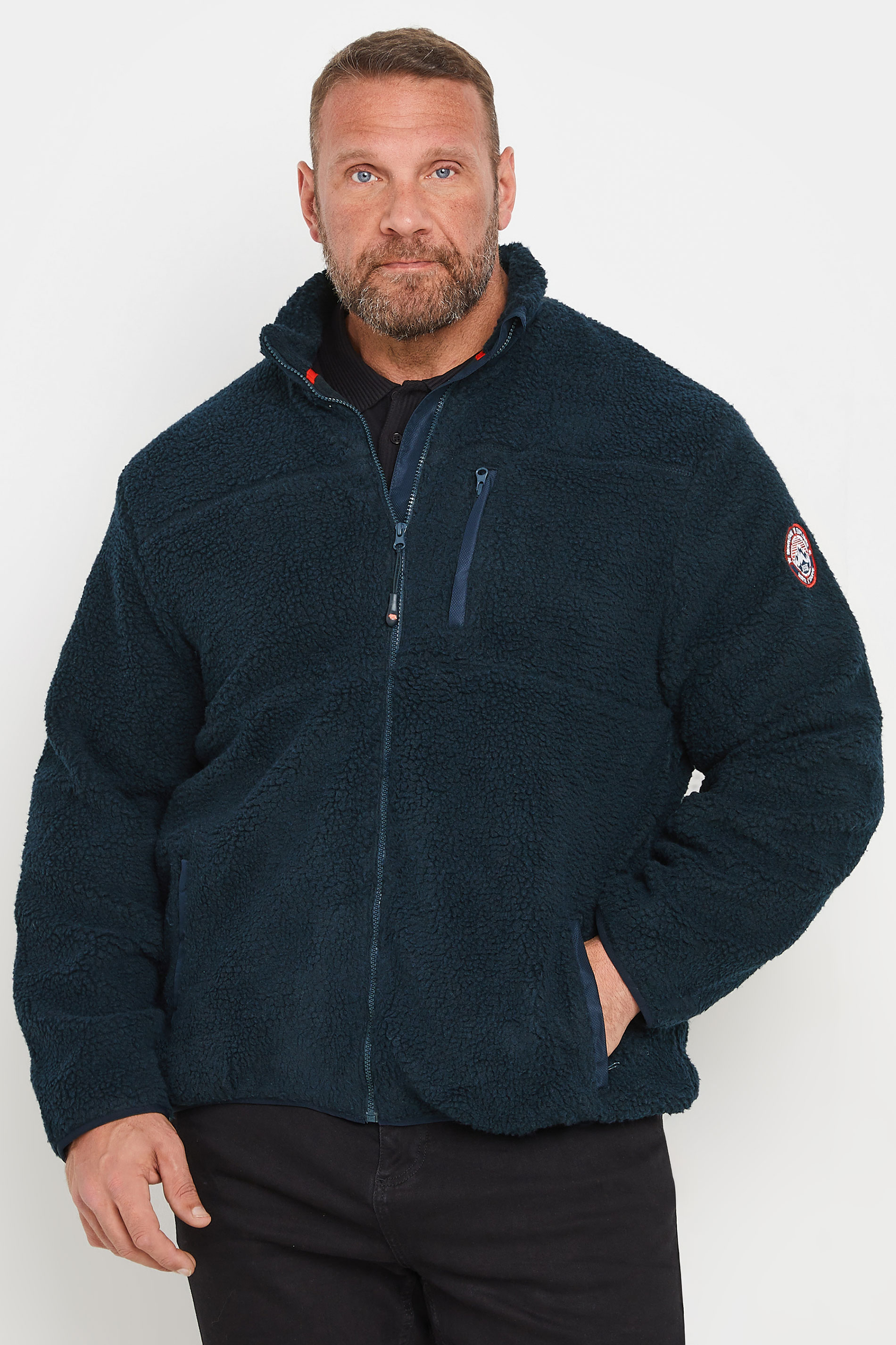 D555 D555 Big & Tall Navy Zip Through Sherpa Fleece Jacket