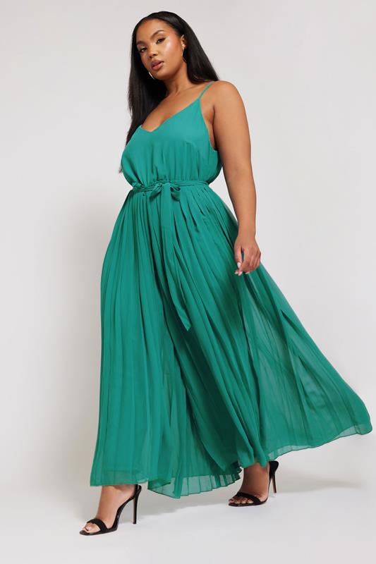 Yours London YOURS LONDON Curve Green Pleated Jumpsuit