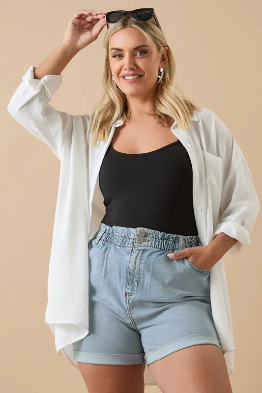 Yours YOURS Curve White Crochet Tunic Top