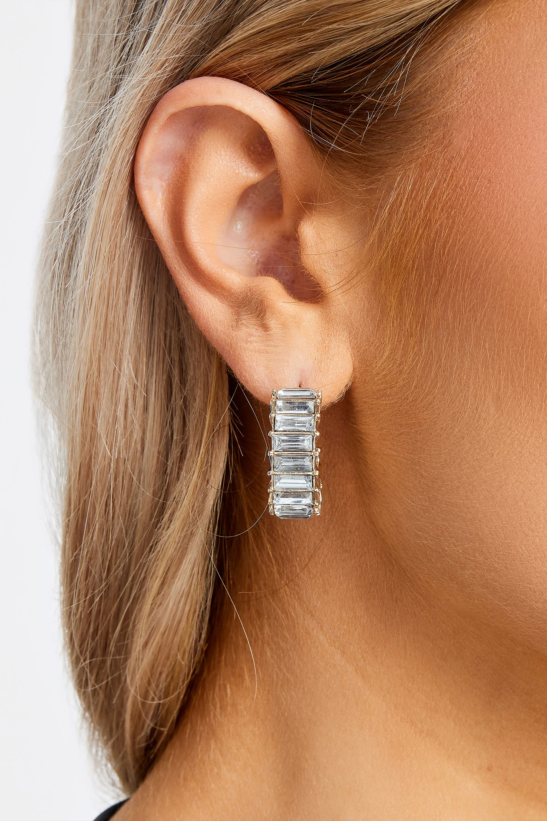 Yours Silver Tone Diamante Drop Down Earrings
