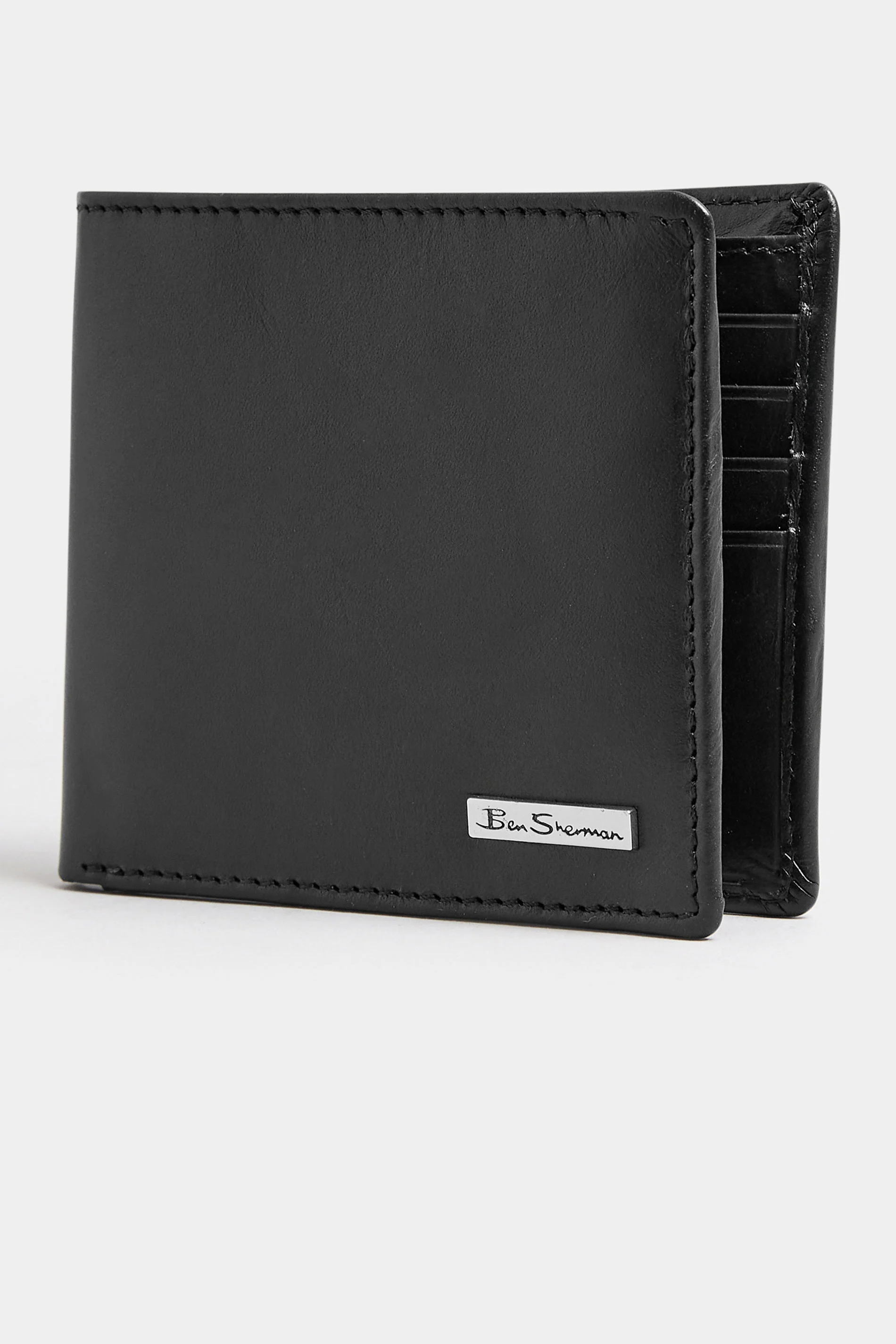 Ben Sherman BEN SHERMAN Black Leather 'Dennison' Bi-Fold Wallet
