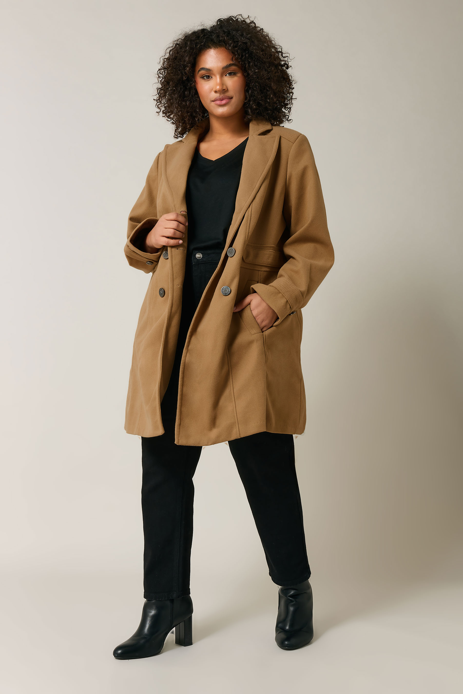 Evans Evans Camel Tailored Mid Length Coat