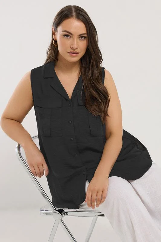 Yours YOURS Curve Black Sleeveless Utility Shirt