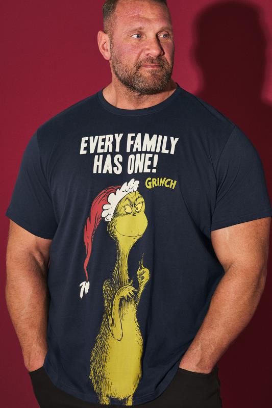 BadRhino BadRhino Big & Tall Navy Blue Grinch Graphic Christmas T-Shirt